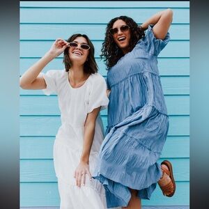 Piper & Scoot Susie Tiered Dress in Capri Blue